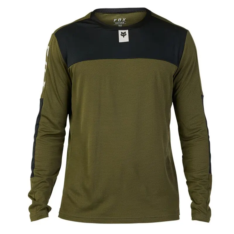 FOX MAGLIA MANICHE LUNGHE DEFEND FOX HEAD OLIVE GREEN ABBIGLIAMENTO