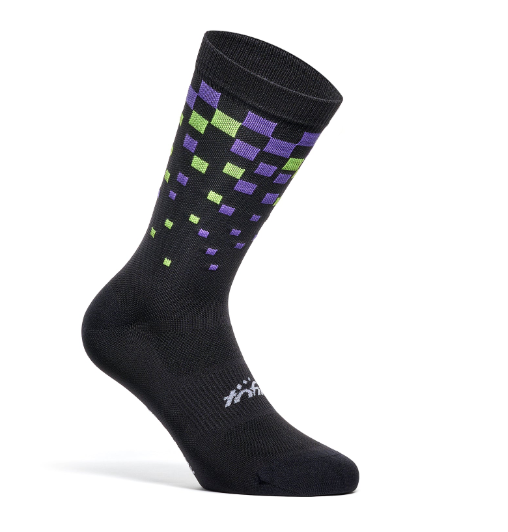 TO FIT CALZINI ESTIVI ULTRALIGHT RUBIK BASE NERO QUADRETTI VIOLA E GIALLO ABBIGLIAMENTO